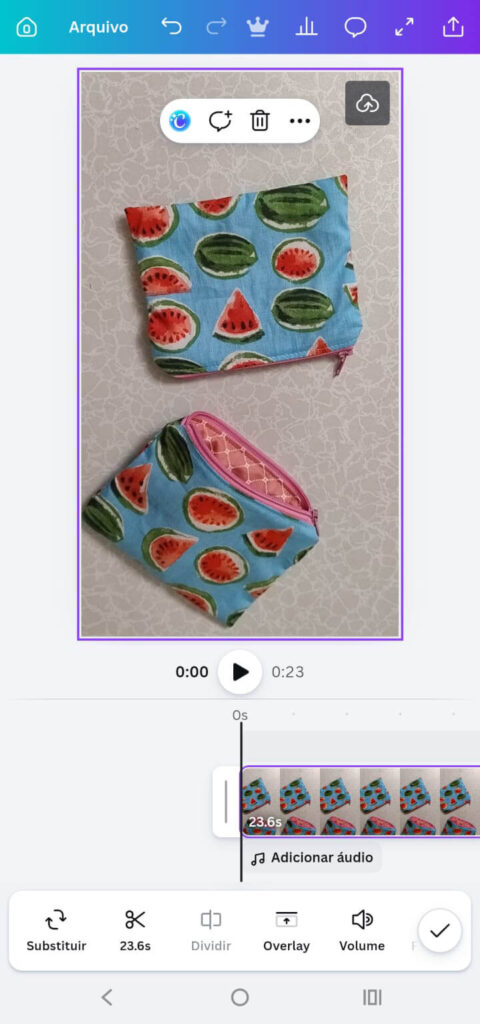 Print do aplicativo do vídeo grátis para celular Canva