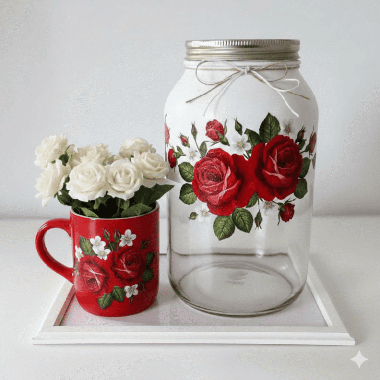 Decoupage em pote de vidro